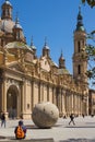 El Pilar Cathedral in Zaragoza Center, Spain Royalty Free Stock Photo