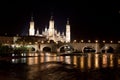 El Pilar cathedral in Zaragoza with the Ebro river Royalty Free Stock Photo