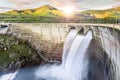 Dam over Eresma river, Segovia Spain. Pontoon Reservoir. Royalty Free Stock Photo