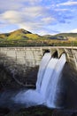 Dam over Eresma river, Segovia Spain. Pontoon Reservoir. Royalty Free Stock Photo