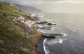 El Pris village on the Atlantic shore at sunset, Tenerife, Spain Royalty Free Stock Photo