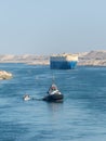 Traffic on the Suez Canal in Egypt