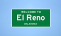 El Reno, Oklahoma city limit sign. Town sign from the USA.