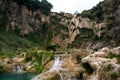 El Salto waterfall with no water dropping and full of natural turquoise water pools Royalty Free Stock Photo