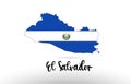 El Salvador country flag inside map contour design icon logo