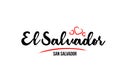 El Salvador country with red love heart and its capital San Salvador creative typography logo design