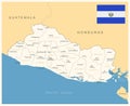 El Salvador - detailed map with administrative divisions and country flag