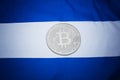 El Salvador flag with bitcoin. Bitcoin law concept