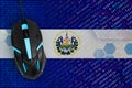 El Salvador flag and computer mouse. Digital threat, illegal actions on the Internet