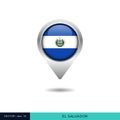 El Salvador flag map pin vector design template.