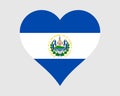 El Salvador Heart Flag. Salvadoran, Salvadorian, Salvadorean, Guanaco Love Shape Country Nation National Flag EPS Vector