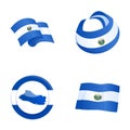 El salvador icons set cartoon vector. National state el salvador flag