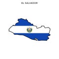 Map and Flag of El Salvador Vector Design Template with Editable Stroke.