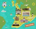 Landmarks, sightseeing places on map of Salvador