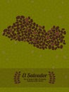 El Salvador map made of roasted coffee beans. Vector illustration.