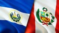 El Salvador and Peru flags. 3D Waving flag design. El Salvador Peru flag, picture, wallpaper. El Salvador vs Peru image,3D