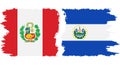 El Salvador and Peru grunge flags connection vector