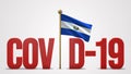 El Salvador realistic 3D flag and Covid-19 illustration.