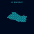 El Salvador Striped Map Vector Design Template With Blue Background.