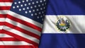 El Salvador and Usa Flag - 3D illustration Two Flag