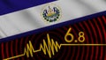 El Salvador Wavy Fabric Flag, 6.8 Earthquake, Breaking News, Disaster Concept