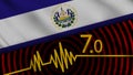 El Salvador Wavy Fabric Flag, 7.0 Earthquake, Breaking News, Disaster Concept