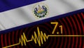 El Salvador Wavy Fabric Flag, 7.1 Earthquake, Breaking News, Disaster Concept