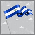El Salvador wavy flag. Vector illustration.
