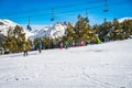 Ski instructor teaching a group of young kids how to ski, Andorra Royalty Free Stock Photo