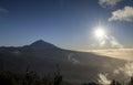 el teide in the clouds at sunset tenerife Royalty Free Stock Photo