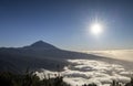 el teide in the clouds at sunset tenerife Royalty Free Stock Photo