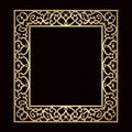 elaborate arabesque golden frame with intricate details on an isolated dark background