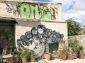 Elaborate artwork on Athens wall, Greece