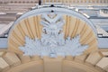 Elaborate baroque ornament above a house entrance, old town munich schwabing, historic building