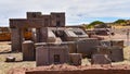 Elaborate carving in megalithic stone at Puma Punku, part of the Tiwanaku archaeological complex, a UNESCO world heritage site Royalty Free Stock Photo