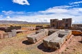 Elaborate carving in megalithic stone at Puma Punku, part of the Tiwanaku archaeological complex, a UNESCO world heritage site Royalty Free Stock Photo