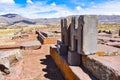 Elaborate carving in megalithic stone at Puma Punku, part of the Tiwanaku archaeological complex, a UNESCO world heritage site Royalty Free Stock Photo