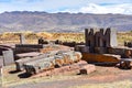 Elaborate carving in megalithic stone at Puma Punku, part of the Tiwanaku archaeological complex, a UNESCO world heritage site Royalty Free Stock Photo