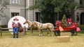 Elaborate Christmas display with cowboy Santa and a sleigh pulled by horses in Dallas, Texas Royalty Free Stock Photo