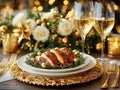 elaborate Christmas table decorations Royalty Free Stock Photo