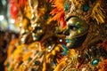 An elaborate and colorful annual carnival procession in Rio de Janeiro, AI generated Royalty Free Stock Photo