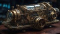 Intricate machinery cyberpunk perpetuum device steampunk grunge macro view