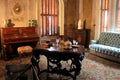 Elaborate furniture and decor in one of many interesting room, Victoria Mansion, Portland, Maine, 2016