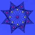 Gel pen drawing of a patterned star shape.