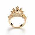 Elaborate Gilded Princess Crown Ring With High-key Lighting