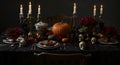 Elaborate Gothic Halloween Dinner Table Royalty Free Stock Photo
