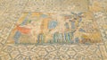 Elaborate mosaic at ancient historical site of Roman ruins of Volubilis near Meknes, Morocco, Africa Royalty Free Stock Photo