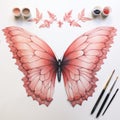 Elaborate Pink Butterfly: A Detailed Watercolor Land Art