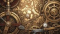 Intricate Steampunk Mechanism With Gears and Dials in Golden Hues Royalty Free Stock Photo