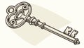 Elaborate Vintage Key Design, Symbol of Discovery, vector design Generative AI Royalty Free Stock Photo